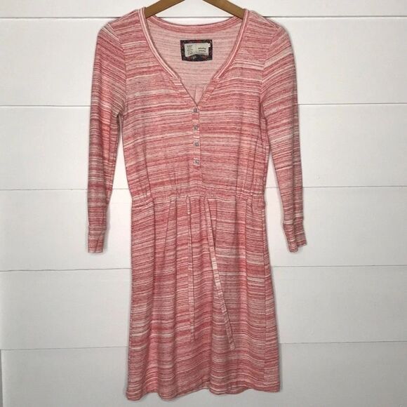 Saturday Sunday Pink Henley Dress with Tie in Front Size Extra Small - Picture 2 of 10
